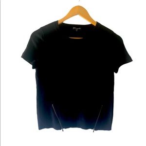 Express Black Woven Short Sleeve Top w Zippers Accent XS